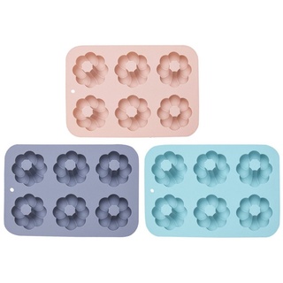 Lubgitsr Donutform 3-teilige Silikon-Donut-Pfannenformen, 6-Kavitäten-Donut-Backformen, (3-tlg) grau|grün|rosa