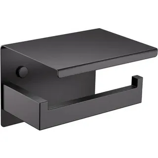 Toilettenpapierhalter Edelstahl Wandmontage ohne Schwarz mit Ablage