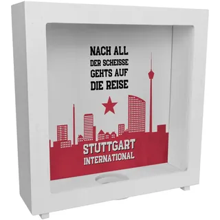 speecheese Rahmen Spardose aus Holz Stuttgart Europapokal mit Spruch Fans | Stuttgart International begeistern für Cannstatter Kurve Fan-Gesang Stuttgart-Fan Must-Have
