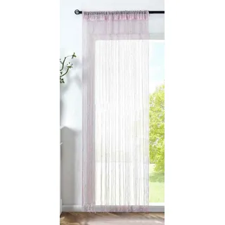 Gardinenbox Gardine, Stangendurchzug, Fadengardine Lurex Tunneldurchzug 20305N rosa