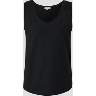 s.Oliver - Jersey-Top mit Häkel-Details im Schulterbereich, Damen, schwarz, 48