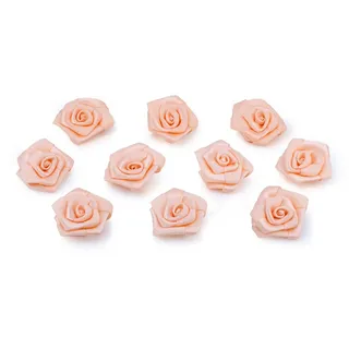 Creativery Satinrosen 3cm 10 Stück Stoffblumen zum Basteln Dekorieren Hochzeit Geschenkverpackung Blütendeko Tischdeko Handarbeit Stoffrosen Deko Blumen Apricot
