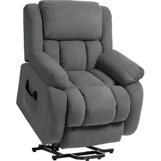 HOMCOM Fernsehsessel mit Aufstehhilfe Elektrisch Relaxsessel mit Liege- & Wärmefunktion Massagefunktion Massagesessel mit Breite Sitz, Fernbedienung Seitentasche USB Taschenfederkern Samtoptik Grau   Aosom