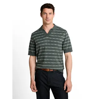 Polokragenpullover TOM TAILOR, Herren, Gr. XXL, grün (schwarzest olive weiß stripe), Strick, Obermaterial: 100% Baumwolle, gestreift, regular fit hüftbedeckend, V-Ausschnitt, Bündchen, Pullover, Sommer-Polo mit Streifen