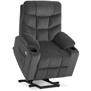 MCombo Fernsehsessel 7286 Stoff 85 x 104 x 94 cm Dunkelgrau elektrisch mit Aufstehhilfe