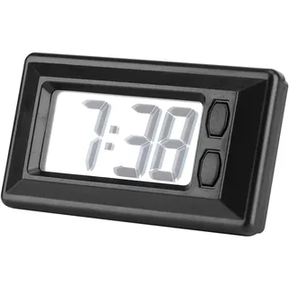 Ouitble Mini Uhr Digitaluhr, Ultradünne Digitale Tischuhr Autouhr LCD Elektronische Uhr Mit Klebepad für Schlafzimmer Büro Reise Home Desk Office Auto-Dashboards