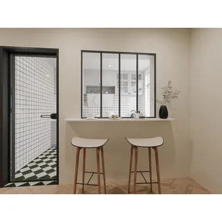 Innenfenster aus pulverbeschichtetem Aluminium Schwarz 120 x 105 cm (B x H) – BAYVIEW
