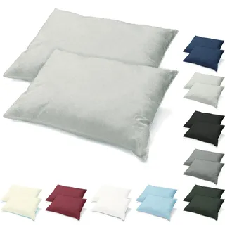 CelinaTex Active Kopfkissen Bezug Doppelpack Set 40x80 Silber grau Baumwolle Jersey Nackenkissen Kissenhülle 5001536