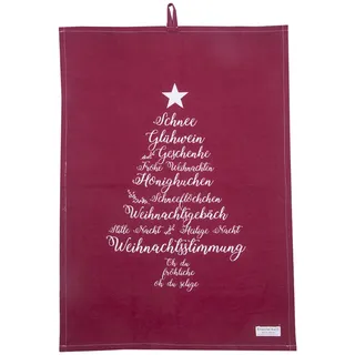 Krasilnikoff Geschirrhandtuch Christmas Words, 70 x 50 cm, rot