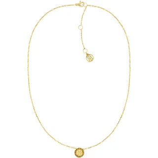 Kette mit Anhänger TOMMY HILFIGER "Schmuck Edelstahl Halsschmuck Ankerkette CRYSTAL", gelb (gelbgoldfarben, champagner), Halsketten, Damen, Edelstahl, L: 46, Edelstahlkette, mit Glasstein
