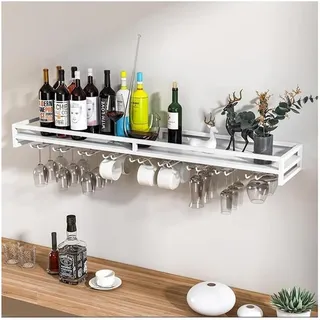 ZCXMNL Weinregal zur Wandmontage mit Weinglashalter, hängendes Weinregal, moderner minimalistischer Stil, Metall, Weinregal, Esszimmer, Küche, Wohnzimmer, Bar, dekorativer Weinschrank (Weiß, 60 x 20 x