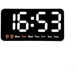 LED-Digitalwanduhr mit Nachtlicht, automatischer Dimmfunktion, 12/24-Stunden-Format, kleine, leise Wanduhr für Wohnzimmer, Schlafzimmer, Klassenzimmer, Landhaus(Weiß)