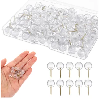 100 Stück Reißzwecken Transparent 9mm Pinnadeln Mit Rund Kopf Stecknadeln | Runde Pinnadeln Mit Aufbewahrungsbox Heftzwecken Thumb Tacks Für DIY, Wandkarten, Bulletin Board, Kork Boards