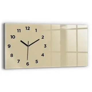Tulup Wanduhr Wanduhr Glasuhr Rechteckige Wanduhr 60x30 cm Uhr aus Gehärtetem Glas beige|braun