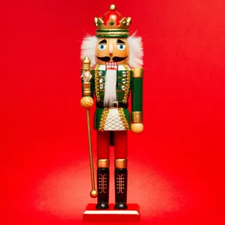SIKORA NK-D aufwändig gestaltete Deko Nussknacker Figur aus Holz, Farbe/Modell:D01 grün/rot - KÖNIG, Höhe in cm:Höhe ca. 36 cm