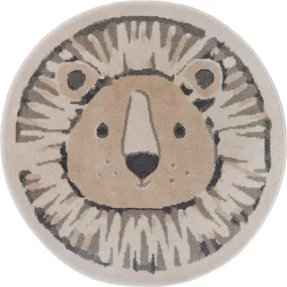 Kinderteppich Adventures Lion, HANSE Home, rund, Höhe: 8 mm, Spielteppich, weich, Kinderzimmer, Kurzflor, Spielunterlage, Teppich beige|grau
