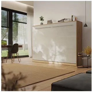 SMARTBett Schrankbett Standard 140x200 cm, Wildeiche Klappbett horizontal/ quer, Gasdruckfedern