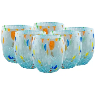 MurArt Murano Gläser, Himmelblau, Set mit 6 Gläsern, 400 ml, Kollektion Wellen, mundgeblasen, handwerklich hergestellt