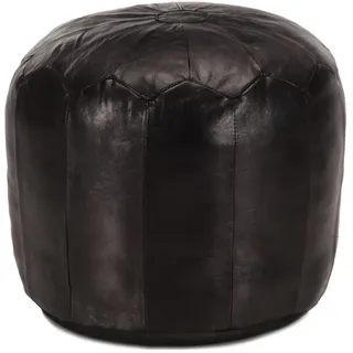 vidaXL Pouf Schwarz 40 x 35 cm Echtes Ziegenleder