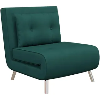 Homcom Schlafsessel Samtoptik 77 x 83 x 88 cm Dunkelgrün mit Kissen