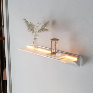 SONNI Wandregal mit Led Beleuchtung 50 cm, 8mm Gehärtetes Glas Schweberegale mit Gestensteuerung Schalter + 3 Einstellbare Lichtfarben + Dimmbar für Wohnzimmer, Flur, Schlafzimmer, Badezimmer