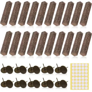 20 Stück Dauerdocht für Wachsfresser Kerzenreste, Kerzendocht Dicke Outdoor, Kerzendocht für Kerzenfresser mit 20 Thumbtack und 20 Doppelseitige Klebepunkte Runde, 10× 10× 90mm