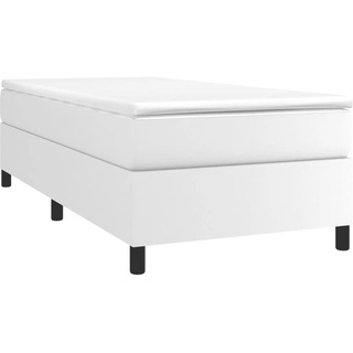 Bettgestell Weiß Boxspringbett mit Matratze Weiß 90x200 cm Kunstleder