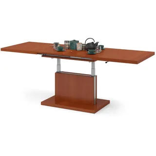Mazzoni Couchtisch Aston Kirschbaum stufenlos höhenverstellbar ausziehbar 120 bis 200cm, Funktionstisch, Wohnzimmertisch, Tisch, Esstisch, Sofatisch beige 120 cm x 56 cm x 80 cm
