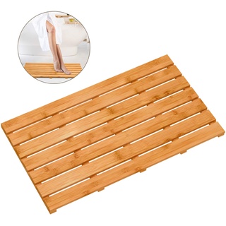 Bambus-Holz-Badematte für Luxus-Dusche – Rutschfester Badezimmerteppich für den Innen- und Außenbereich (80 x 45 x 3,8 cm)