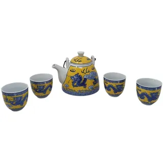 Teeset "Chinesischer Drache" Porzellan, Teekanne 0,7L mit 4 Teeschalen 0,15L