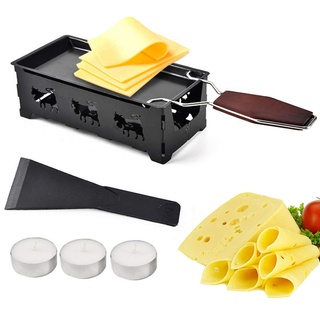 Mini Raclette Faltbares Eisen Antihaft Mini Käse Schmelzpfanne Käse Teelicht Raclette mit Schaber & Teelichtern