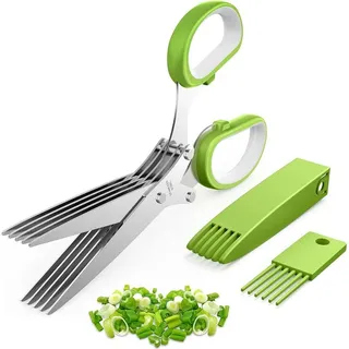 Kräuterschere Mit Scharfen Edelstahlklingen Für Frische Kräuter, Ein Unverzichtbares Küchengerät, Grün