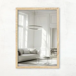 CLAMARO Vision Wandspiegel 40x50 cm Eiche Sonoma mit Rahmen, 300+ Größen wählbar, Echtglas-Spiegel im Hoch- & Querformat montierbar - handgefertigt in Deutschland