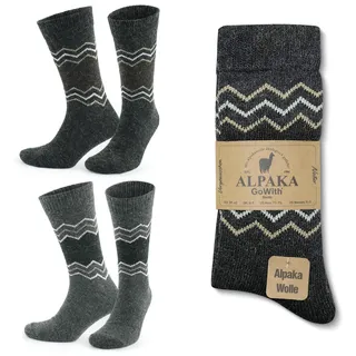 GoWith 2 Paar Alpaka Socken, Wollsocken für Damen und Herren, Alpakawolle Outdoor Socken, Thermosocken, Warme Wintersocken für Wandern und Trekking, Weiche und Bequeme - 39-42