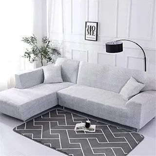 Elastisch Sofa Überwürfe Sofabezug, Morbuy Ecksofa L Form Stretch Antirutsch Armlehnen Plain Einfach Sofahusse Sofa Abdeckung Hussen für Sofa Couchbezug Sesselbezug (2 Sitzer,Wasser grau)