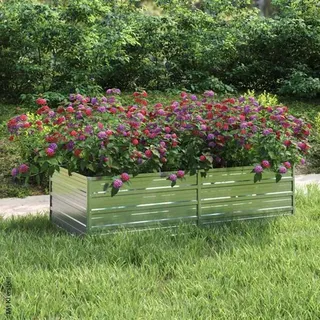 vidaXL Garten-Hochbeet verzinkter Stahl rechteckig 160 x 80 x 45 cm Silber 