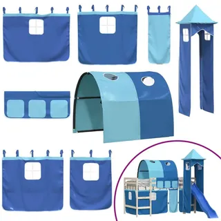 vidaXL Vorhänge für Hochbett mit Tunnel und Turm Blau