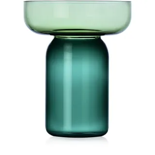 Ichendorf Milano Zylindrische Vase, Kollektion Aura, Grün und Petrol, H25 cm, Borosilikatglas, handgefertigt