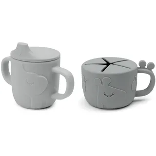 Done by Deer - Peekaboo Snack & Trinkbecher Set Deer Friends, grau