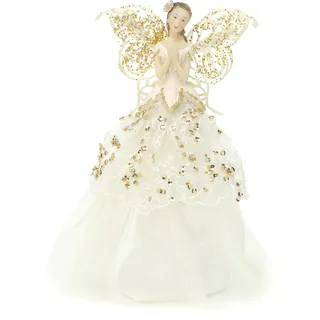 Festive Productions Christbaumspitze im Engel-Design, aus Stoff, 23 c Gold/Cream