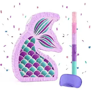 Pinata Kindergeburtstag Deko Mädchen lila Stock Meerjungfrau