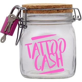 Spardose Tattoo Cash Pink Geld Geschenk Idee Transparent M