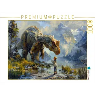 Calvendo Puzzle Der große Freund - Kind und Dinosaurier 1000 Teile Lege-Größe 64x48cm Foto-Puzzle für glückliche Stunden