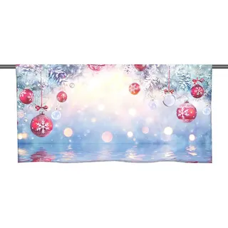 gardinen-for-life Scheibengardine Weihnachten in blau - Cafehausgardine 25 cm hoch - mit tollem Motiv 60 cm
