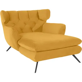 Candy Loveseat Beatrice Samt-Optik 126 x 95 x 160 cm Gelb mit Knopfheftung