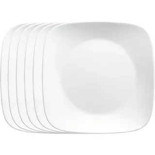 Corelle Vitrelle Salatteller-Set, dreilagig, glas- und splitterfest, leicht, quadratisch, 22,9 cm, Weiß