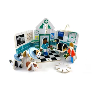 suebidou 3D Spielset Tierarzt Pop Out Spiel für Kinder zum Aufbauen/Spielen Konstruktions-Spielset, nachhaltig, kreativ bunt