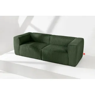 Konsimo Ferox Modernes Sofa 3 Sitzer Aus Breitem Cordstoff, Dunkelgrün