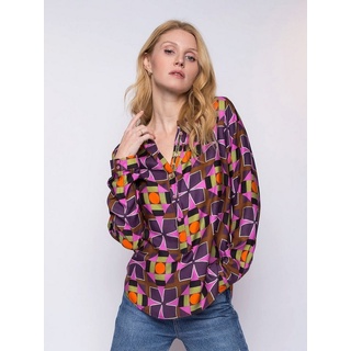 Emily Van Den Bergh Schlupfbluse Shirtbluse Multi Geometric braun|lila 36