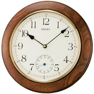 Seiko Wanduhr (Quarzuhr, Wohnzimmer, Esszimmer, Arbeitszimmer, Küche) braun